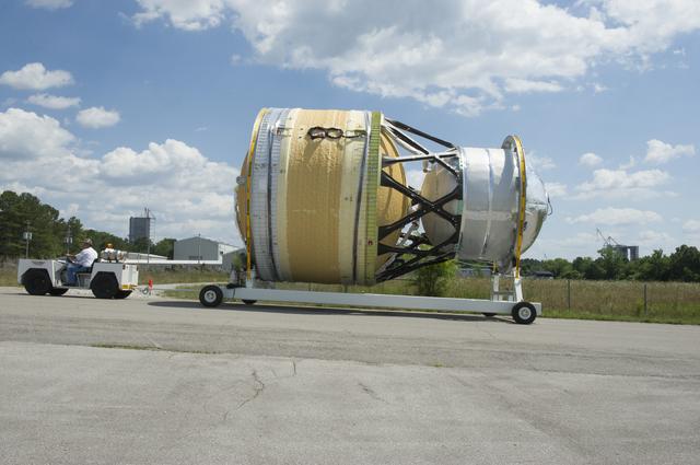 NASA image: INTERIM CRYOGENIC PROPULSION STAGE TEST ARTICLE UNLOADED PRIOR T