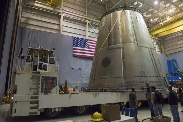 NASA image: LAUNCH VEHICLE STAGE ADAPTER MOVE TO TEST FACILITY