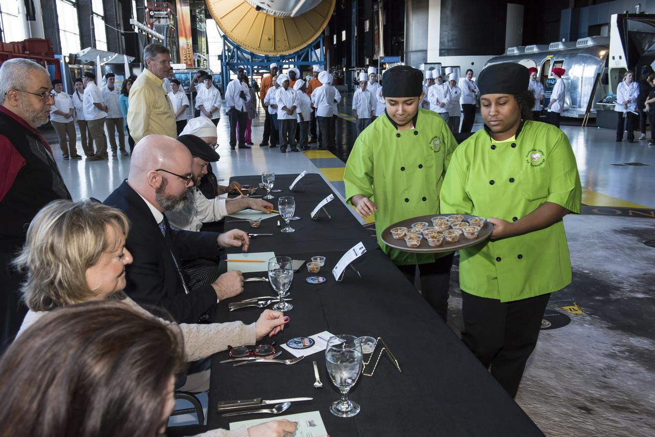 2017 "HIGH SCHOOL STUDENTS UNITED WITH NASA TO CREATE HARDWARE" (HUNCH) STUDENT CULINARY COMPETITION AT THE U.S. SPACE AND ROCKET CENTER. THE STUDENTS DEVELOPED RECIPES FOR DESSERT TREATS FOR ASTRONAUTS IN SPACE