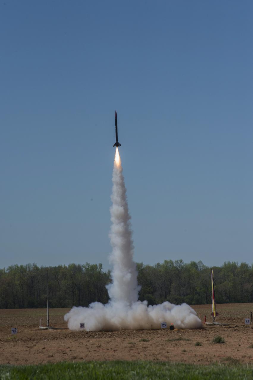 Student Launch Initiative participants launch their rockets at Bragg Farms in Toney, Alabama