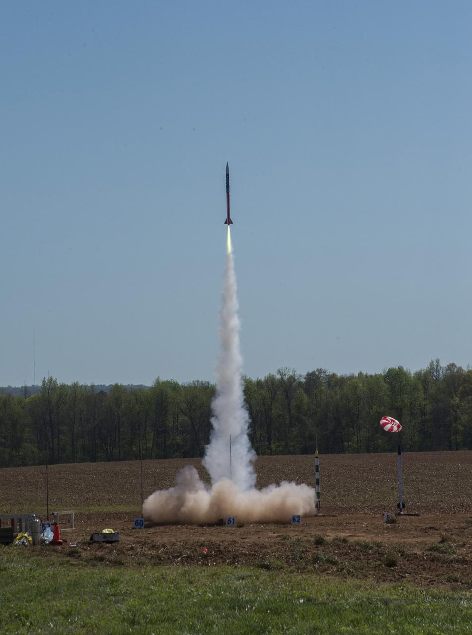Student Launch Initiative participants launch their rockets at Bragg Farms in Toney, Alabama