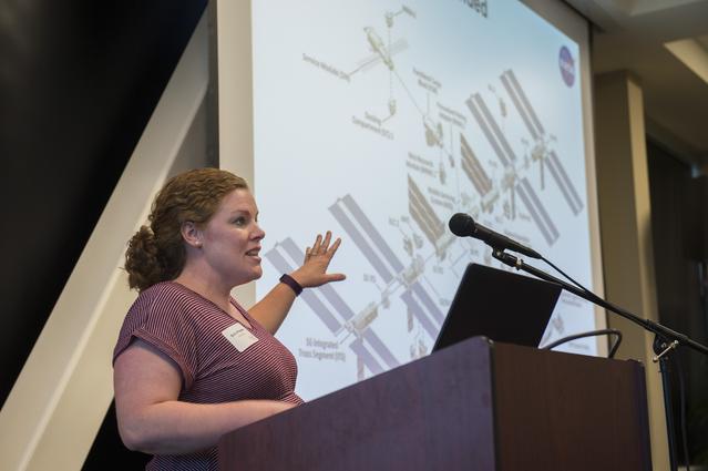 NASA image: Katie Presson speaks at Geek @ Geek event at Aegis Technologies