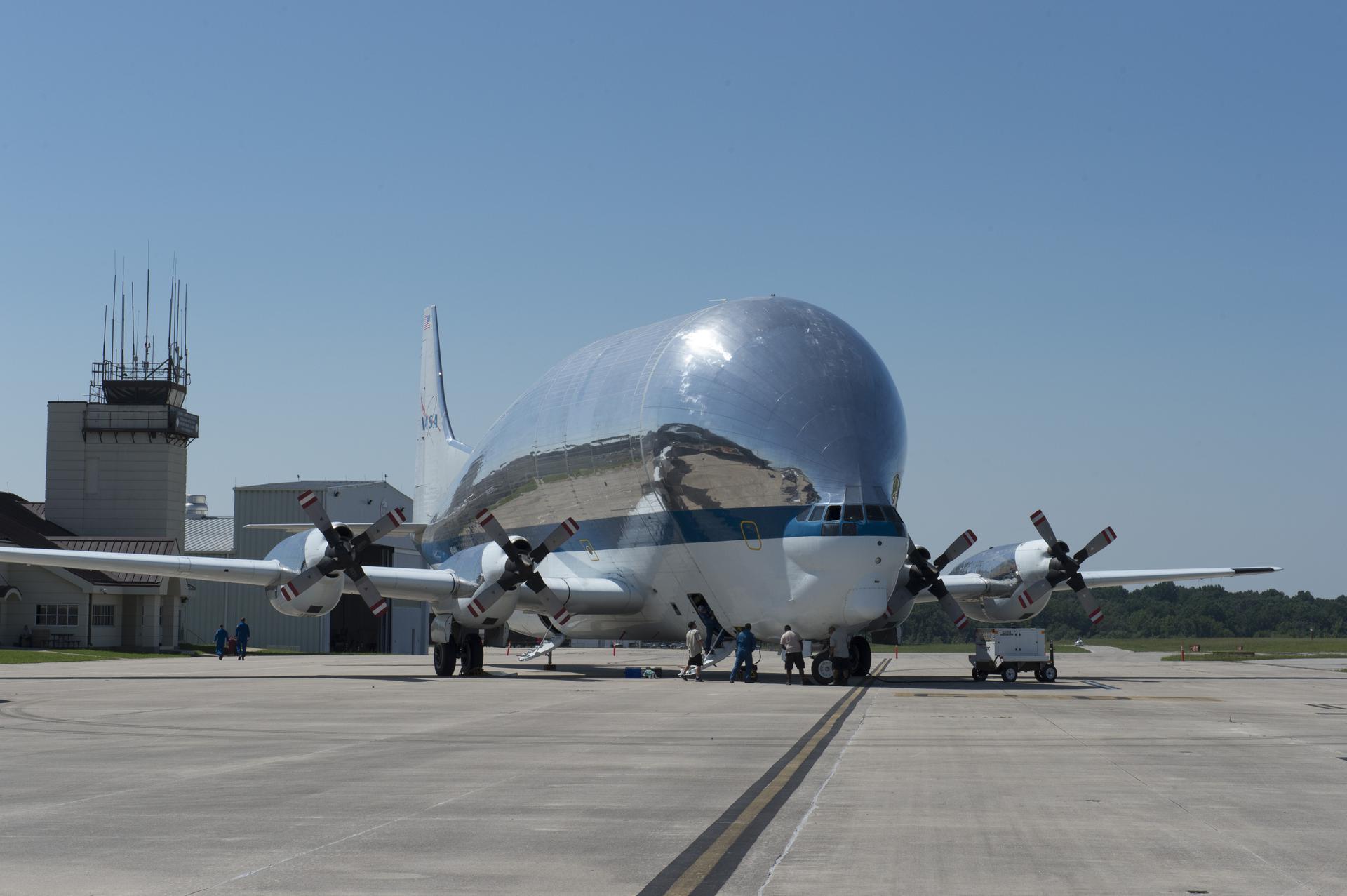 NASA's Super Guppie aircraft on the tarmac