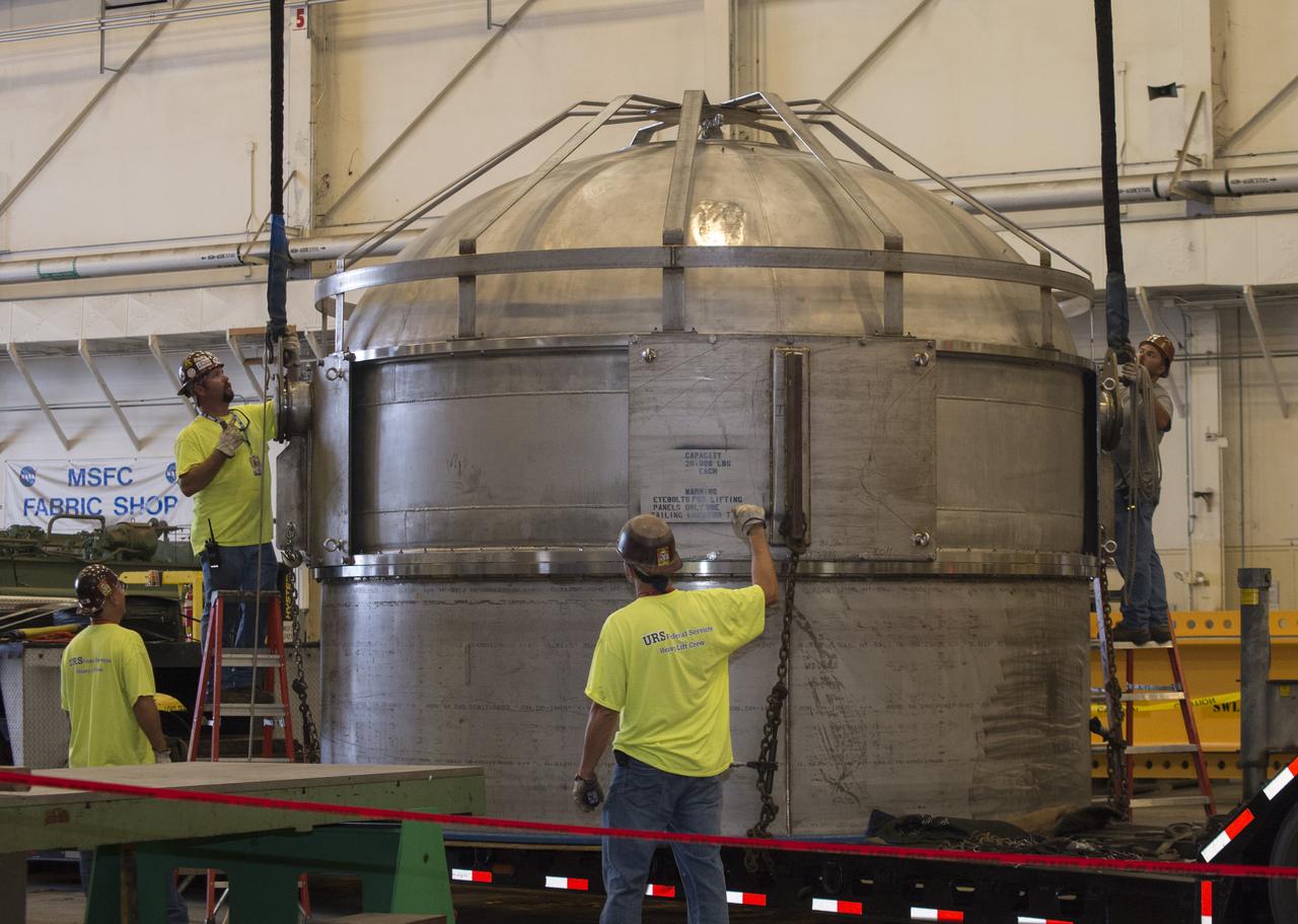 SHIIVER (Structural Heat Intercept Insulation Vibration Evaluation Rig) is a cryogenic test tank developed to evaluate heat intercept concepts. It arrived at Marshall Space Flight Center on August 10, 2017. The tank will receive heat sensors and spray-on foam insulation before making its way to Plum Brook station for further insulation and testing.