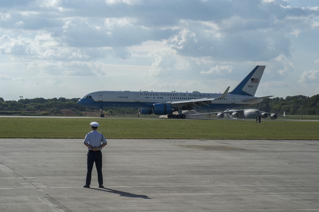 NASA image: Vice President Mike Pence and Congressman Robert Aderholt arrive