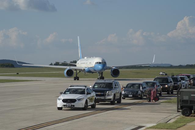NASA image: Vice President Mike Pence and Congressman Robert Aderholt arrive