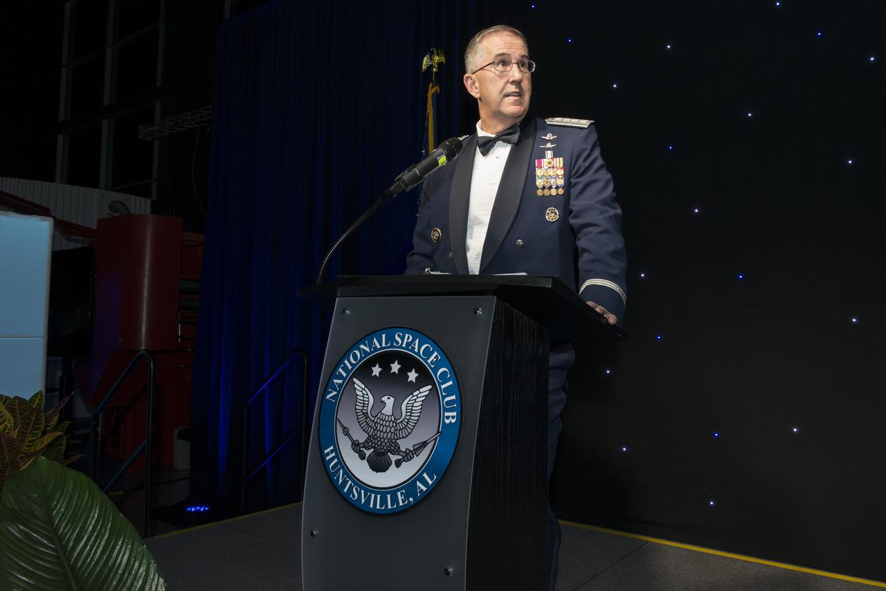 The annual Dr. Wernher Von Braun Memorial Dinner was held at the U.S. Space and Rocket Center's Davidson Center on October 26, 2017 with Keynote speaker General John Hyten, Commander of U.S. Strategic Command. Emcee was Mark Larson of Mark Larson Media Services, Inc. Dr. Wernher Von Braun Memorial Scholarships were presented to 8 college students by the National Space Club. Educator of the Year was awarded to Tammy Thorpe; Community Service award was presented to Huntsville, Al. Mayor Tommy Battle. The Communications Award was presented to retired astronaut Dr. Mike Massimino. The Distinguished Science Award was presented to Dr. Martin Weisskopf. The Astronautics Engineer Award was presented to Douglas R. Cooke. The Dr. Wernher Von Braun Space Flight Trophy was presented to Robert Lightfoot. 
