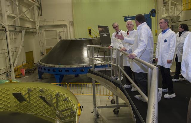NASA image: Congressman Mo Brooks views Orion Stage Adapter, (OSA), flight h