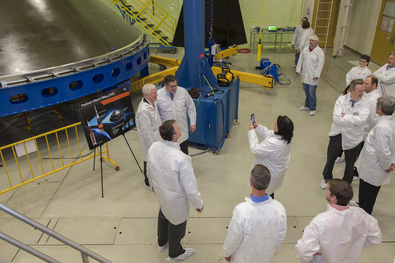 Congressman Mo Brooks visits MSFC to view Orion Stage Adapter flight hardware in bldg. 4708 and  Robotic Tape Laying and Additive Manufacturing Facility in bldg. 4707.