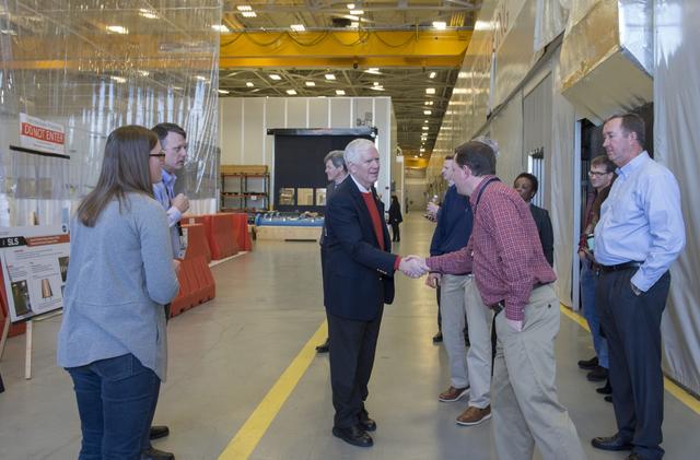 NASA image: Congressman Mo Brooks views Orion Stage Adapter, (OSA), flight h