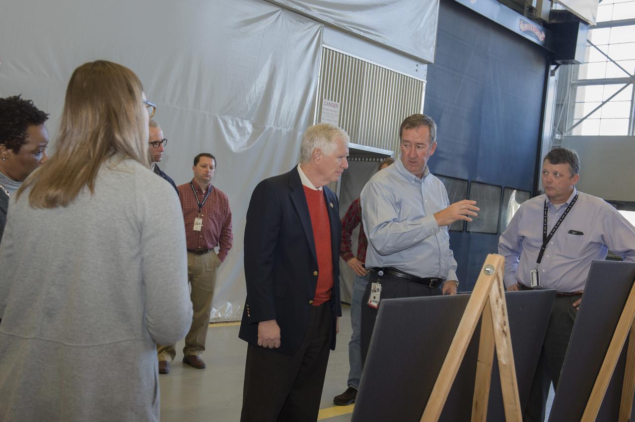 Congressman Mo Brooks visits MSFC to view Orion Stage Adapter flight hardware in bldg. 4708 and  Robotic Tape Laying and Additive Manufacturing Facility in bldg. 4707.