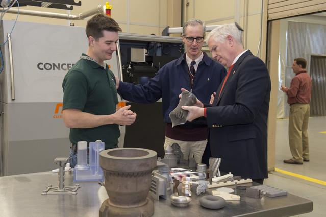 NASA image: Congressman Mo Brooks views Orion Stage Adapter, (OSA), flight h