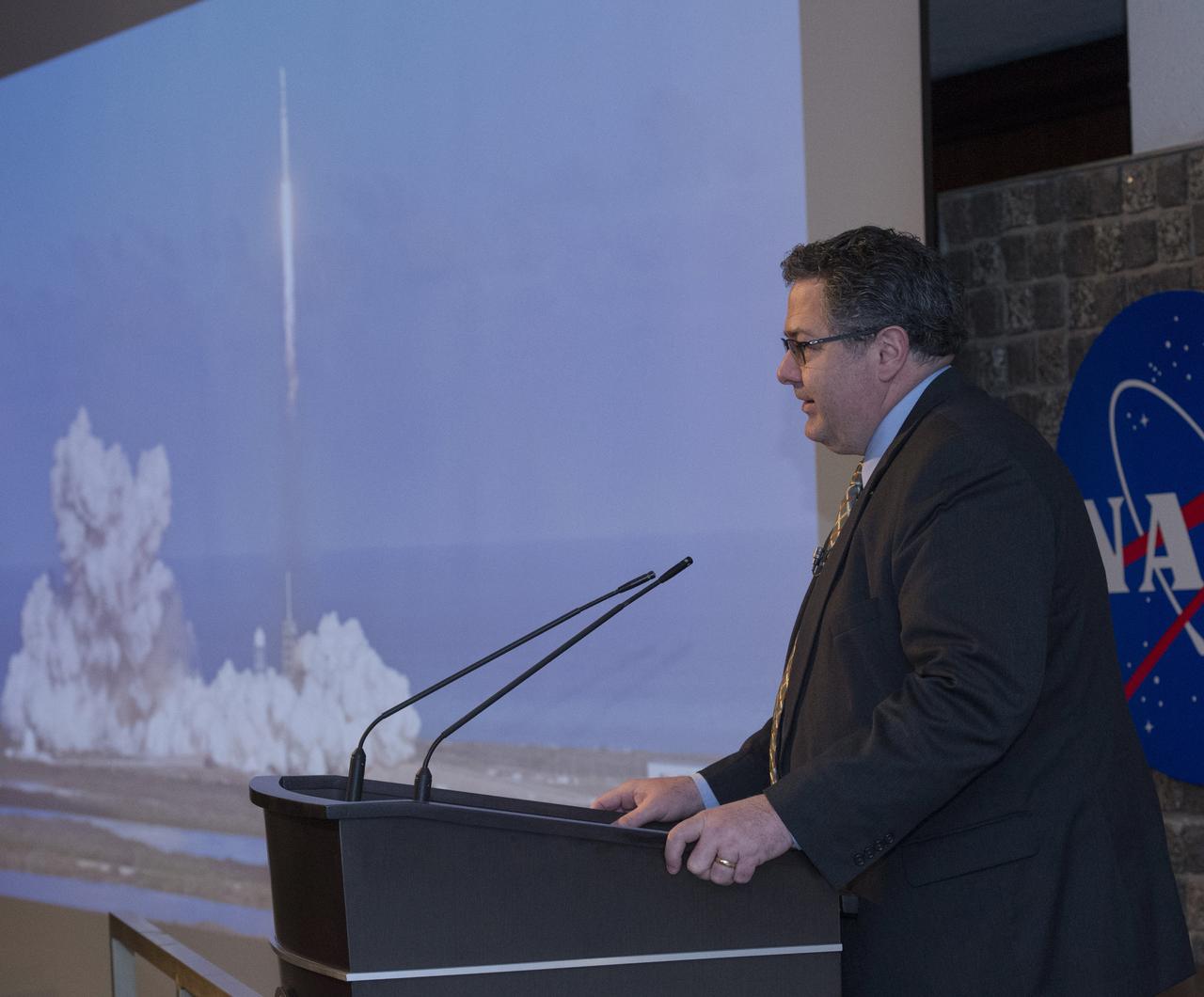 MSFC Director Todd May comments on recent successful launch of the SpaceX Falcon Heavy Lift Rocket during All Hands Meeting