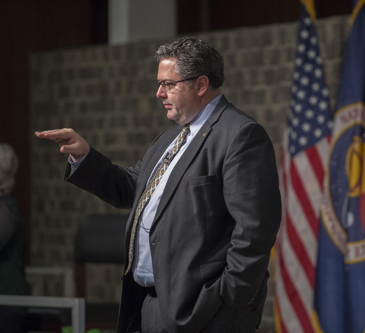 MSFC Director Todd May takes questions from audience at All Hands meeting…view 2 of 3 