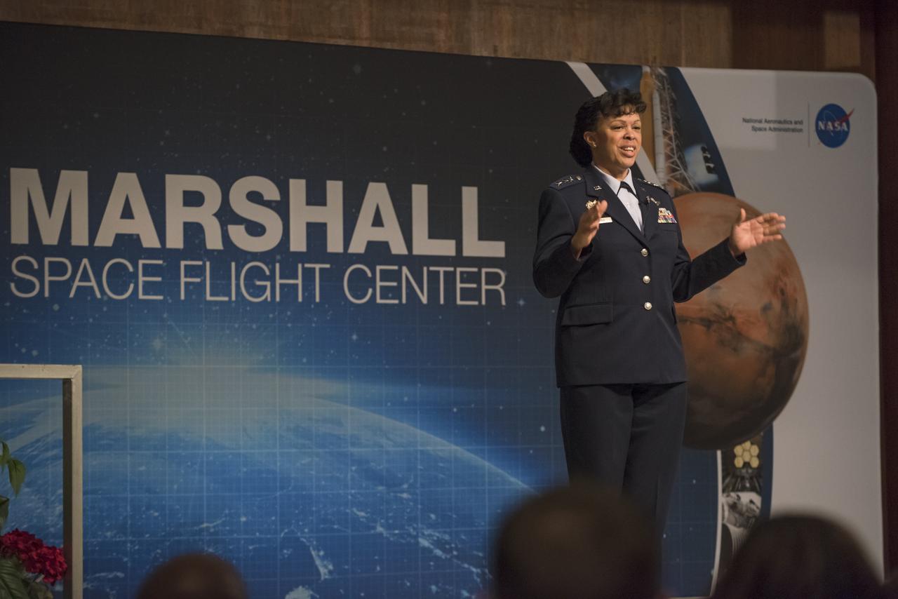 The Black History Month program was presented at Marshall Space Flight Center with guest speaker Lt. General Stayce Harris. General Harris is the Inspector General of the Air Force and she is the first African American female Lieutenant General in the American military. The topic of her presentation was "African Americans in Times of War". The presentation was  followed by an ethnic food sampling.