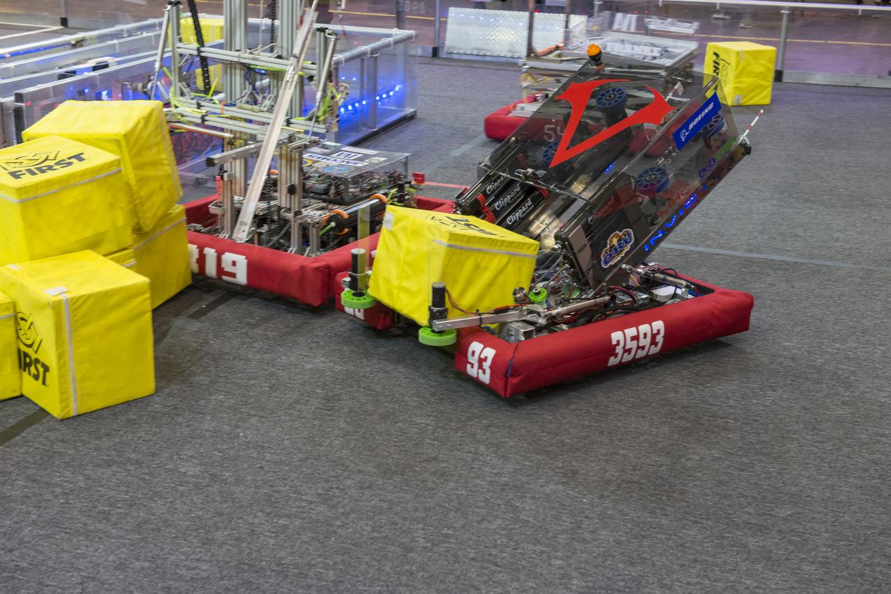 The First Robotics Rocket City Regional Competition was held at the Von Braun Civic Center in Huntsville, Alabama on March 16, 2018. High school robotics teams from throughout the U.S., as well as a team from Brazil, competed.