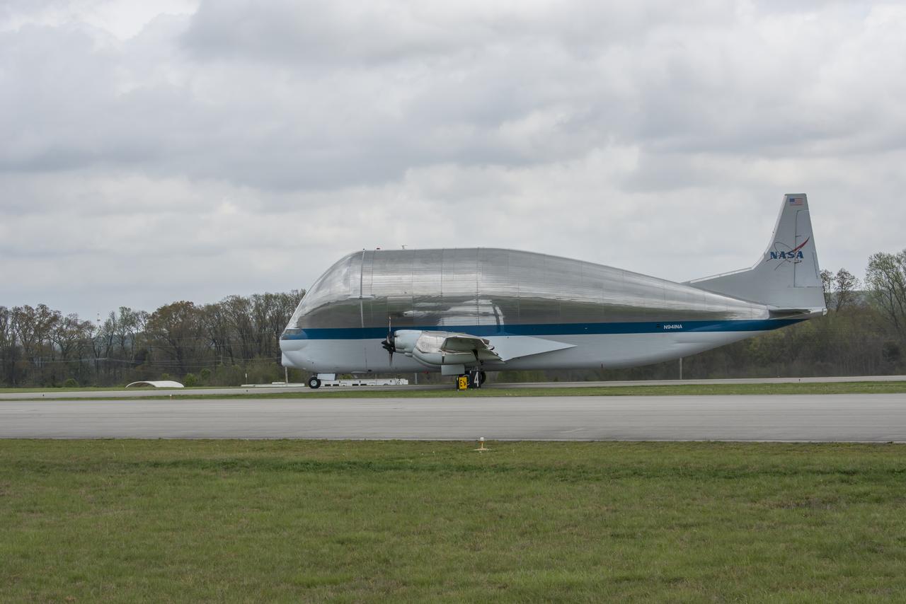  NASA's Super Guppy aircraft arrives to the U.S. Army’s Redstone Airfield in Huntsville, Alabama, April 2, to pick up flight hardware for NASA’s Space Launch System – its new, deep-space rocket that will enable astronauts to begin their journey to explore destinations far into the solar system. The Guppy will depart on Tuesday, April 3 to deliver the Orion stage adapter to NASA’s Kennedy Space Center in Florida for flight preparations. On Exploration Mission-1, the first integrated flight of the SLS and the Orion spacecraft, the adapter will connect Orion to the rocket and carry 13 CubeSats as secondary payloads.