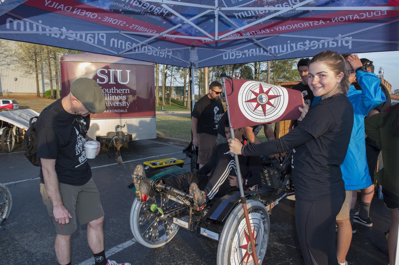 High school and university students competed in the 2018 Human Exploration Rover Challenge event at the U.S. Space and Rocket Center in Huntsville, Alabama. Students came from across the U.S. as well as several foreign countries such as Brazil, Germany, India, and Mexico. This event, which is normally a 2 day event, was shortened to 1 day in 2018 due to adverse weather conditions.
