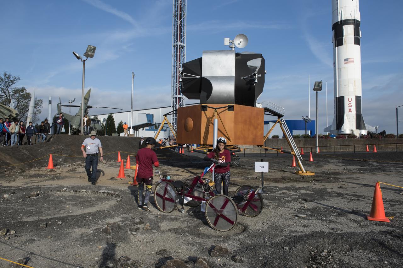 High school and university students competed in the 2018 Human Exploration Rover Challenge event at the U.S. Space and Rocket Center in Huntsville, Alabama. Students came from across the U.S. as well as several foreign countries such as Brazil, Germany, India, and Mexico. This event, which is normally a 2 day event, was shortened to 1 day in 2018 due to adverse weather conditions.