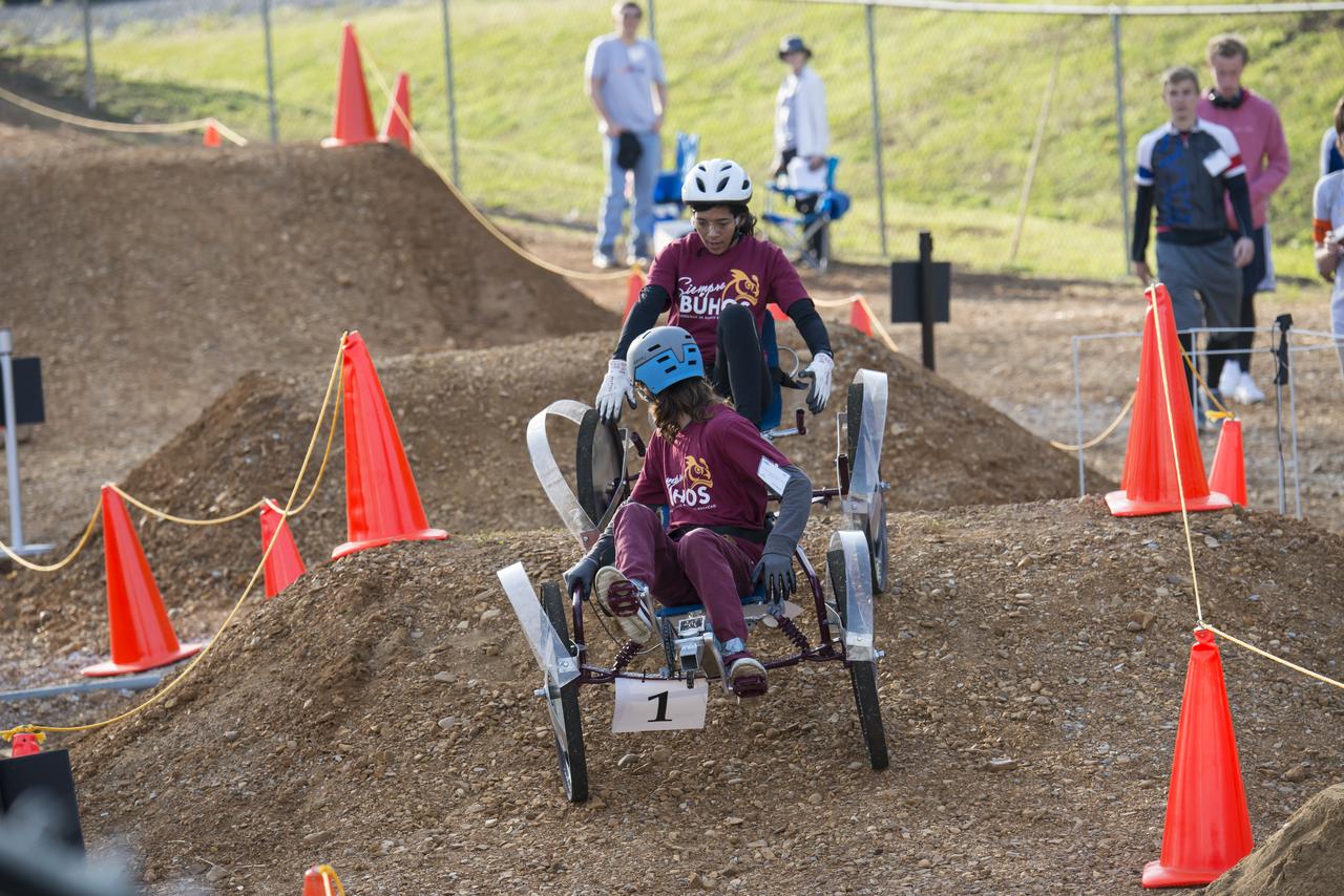 High school and university students competed in the 2018 Human Exploration Rover Challenge event at the U.S. Space and Rocket Center in Huntsville, Alabama. Students came from across the U.S. as well as several foreign countries such as Brazil, Germany, India, and Mexico. This event, which is normally a 2 day event, was shortened to 1 day in 2018 due to adverse weather conditions.