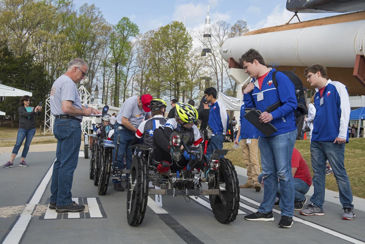  High school and university students competed in the 2018 Human Exploration Rover Challenge event at the U.S. Space and Rocket Center in Huntsville, Alabama. Students came from across the U.S. as well as several foreign countries such as Brazil, Germany, India, and Mexico. This event, which is normally a 2 day event, was shortened to 1 day in 2018 due to adverse weather conditions.