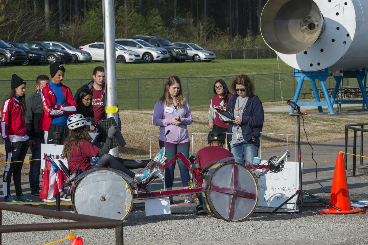 High school and university students competed in the 2018 Human Exploration Rover Challenge event at the U.S. Space and Rocket Center in Huntsville, Alabama. Students came from across the U.S. as well as several foreign countries such as Brazil, Germany, India, and Mexico. This event, which is normally a 2 day event, was shortened to 1 day in 2018 due to adverse weather conditions.