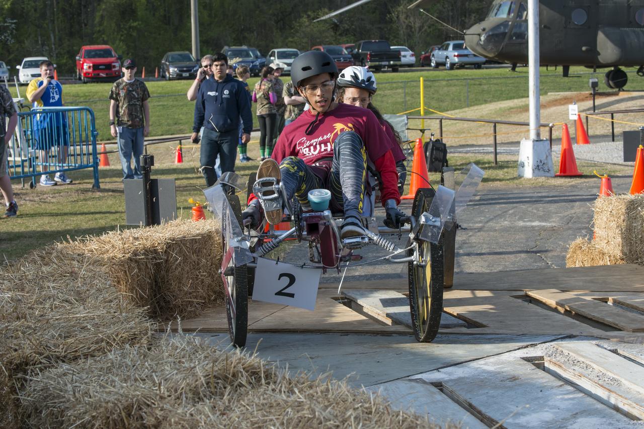 High school and university students competed in the 2018 Human Exploration Rover Challenge event at the U.S. Space and Rocket Center in Huntsville, Alabama. Students came from across the U.S. as well as several foreign countries such as Brazil, Germany, India, and Mexico. This event, which is normally a 2 day event, was shortened to 1 day in 2018 due to adverse weather conditions.