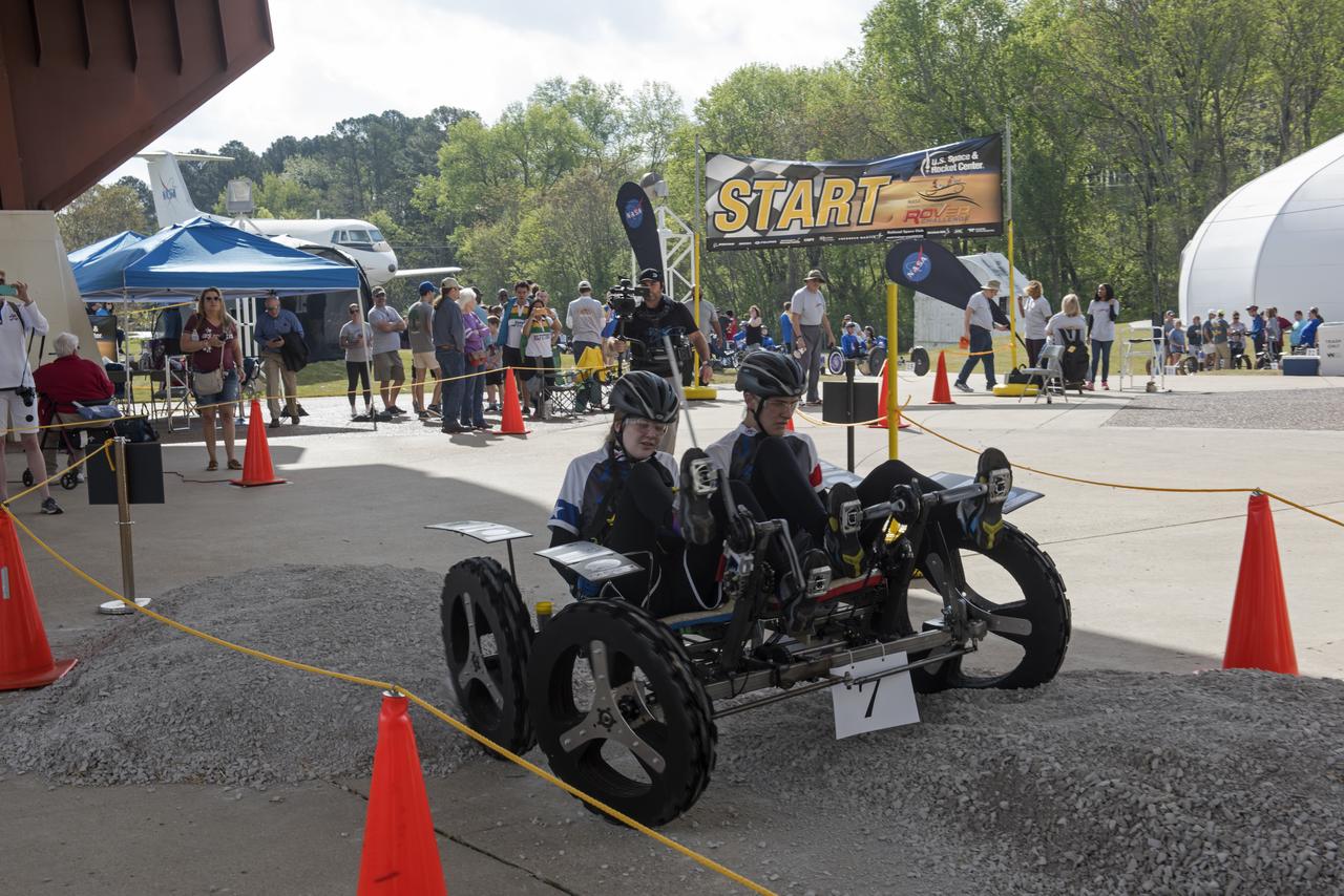  High school and university students competed in the 2018 Human Exploration Rover Challenge event at the U.S. Space and Rocket Center in Huntsville, Alabama. Students came from across the U.S. as well as several foreign countries such as Brazil, Germany, India, and Mexico. This event, which is normally a 2 day event, was shortened to 1 day in 2018 due to adverse weather conditions.