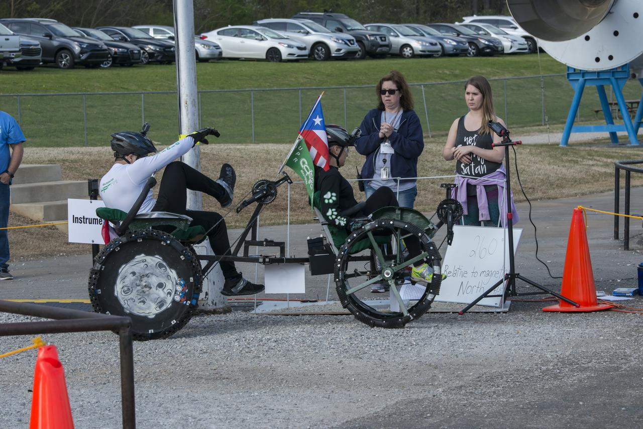 High school and university students competed in the 2018 Human Exploration Rover Challenge event at the U.S. Space and Rocket Center in Huntsville, Alabama. Students came from across the U.S. as well as several foreign countries such as Brazil, Germany, India, and Mexico. This event, which is normally a 2 day event, was shortened to 1 day in 2018 due to adverse weather conditions.