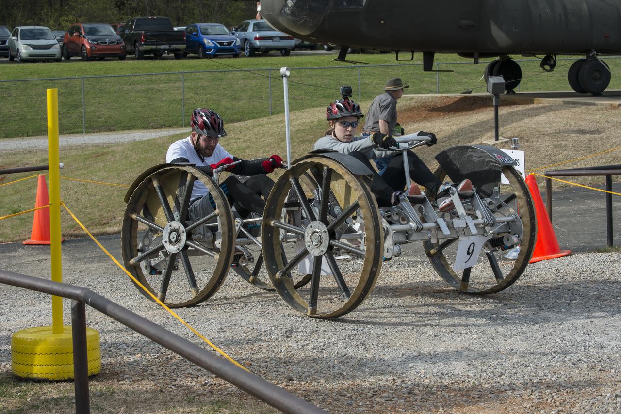 High school and university students competed in the 2018 Human Exploration Rover Challenge event at the U.S. Space and Rocket Center in Huntsville, Alabama. Students came from across the U.S. as well as several foreign countries such as Brazil, Germany, India, and Mexico. This event, which is normally a 2 day event, was shortened to 1 day in 2018 due to adverse weather conditions.