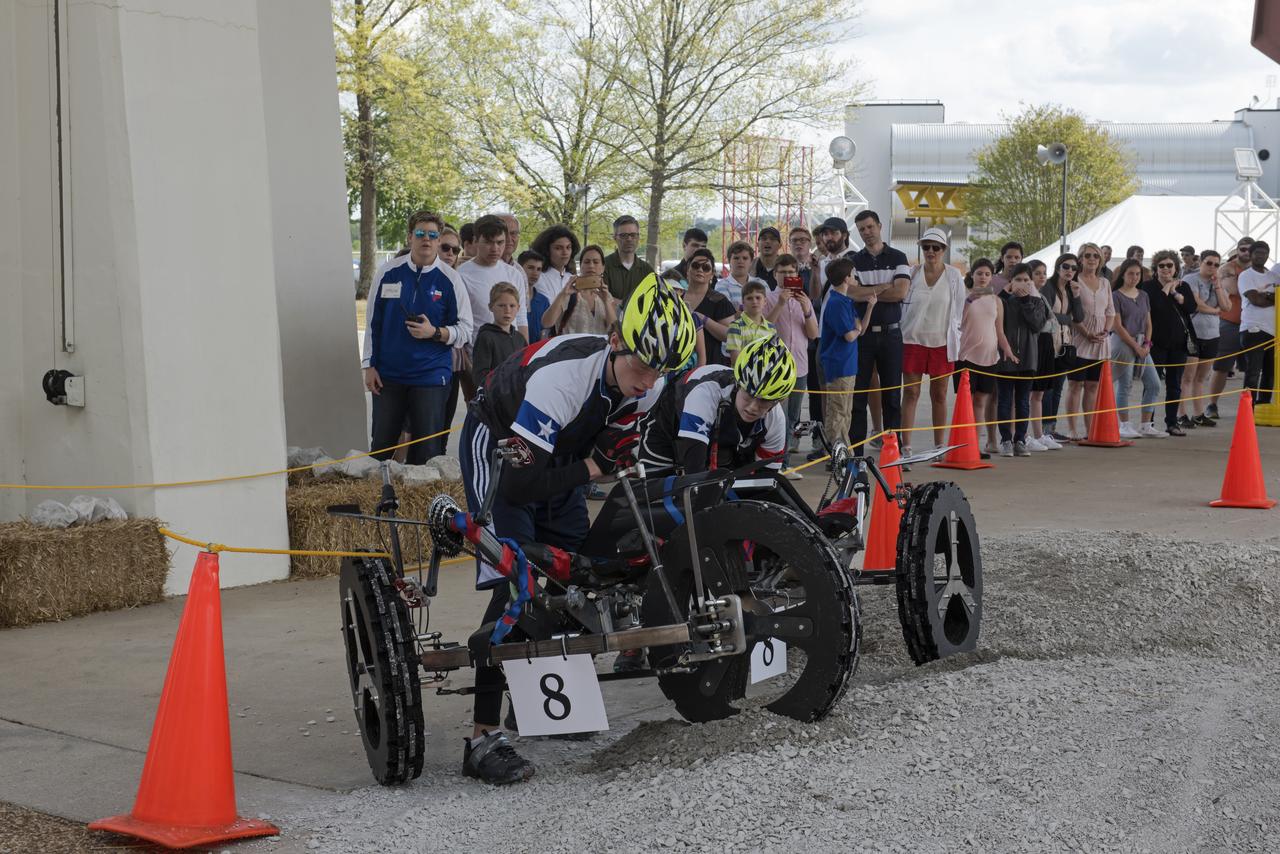  High school and university students competed in the 2018 Human Exploration Rover Challenge event at the U.S. Space and Rocket Center in Huntsville, Alabama. Students came from across the U.S. as well as several foreign countries such as Brazil, Germany, India, and Mexico. This event, which is normally a 2 day event, was shortened to 1 day in 2018 due to adverse weather conditions.