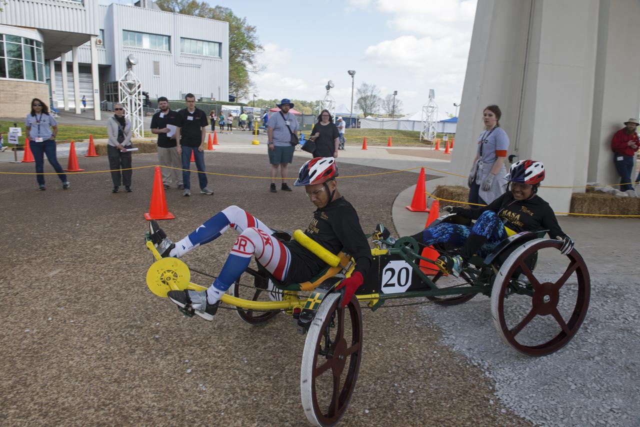 High school and university students competed in the 2018 Human Exploration Rover Challenge event at the U.S. Space and Rocket Center in Huntsville, Alabama. Students came from across the U.S. as well as several foreign countries such as Brazil, Germany, India, and Mexico. This event, which is normally a 2 day event, was shortened to 1 day in 2018 due to adverse weather conditions.