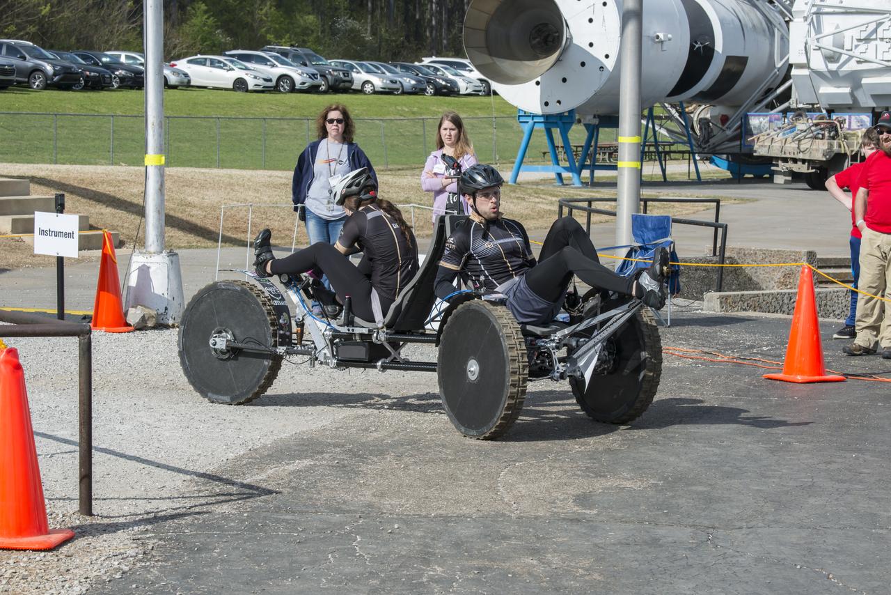 High school and university students competed in the 2018 Human Exploration Rover Challenge event at the U.S. Space and Rocket Center in Huntsville, Alabama. Students came from across the U.S. as well as several foreign countries such as Brazil, Germany, India, and Mexico. This event, which is normally a 2 day event, was shortened to 1 day in 2018 due to adverse weather conditions.