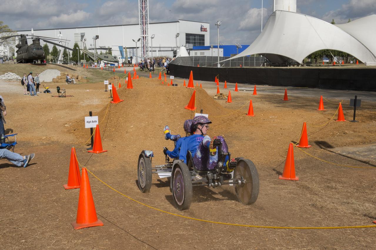 High school and university students competed in the 2018 Human Exploration Rover Challenge event at the U.S. Space and Rocket Center in Huntsville, Alabama. Students came from across the U.S. as well as several foreign countries such as Brazil, Germany, India, and Mexico. This event, which is normally a 2 day event, was shortened to 1 day in 2018 due to adverse weather conditions.