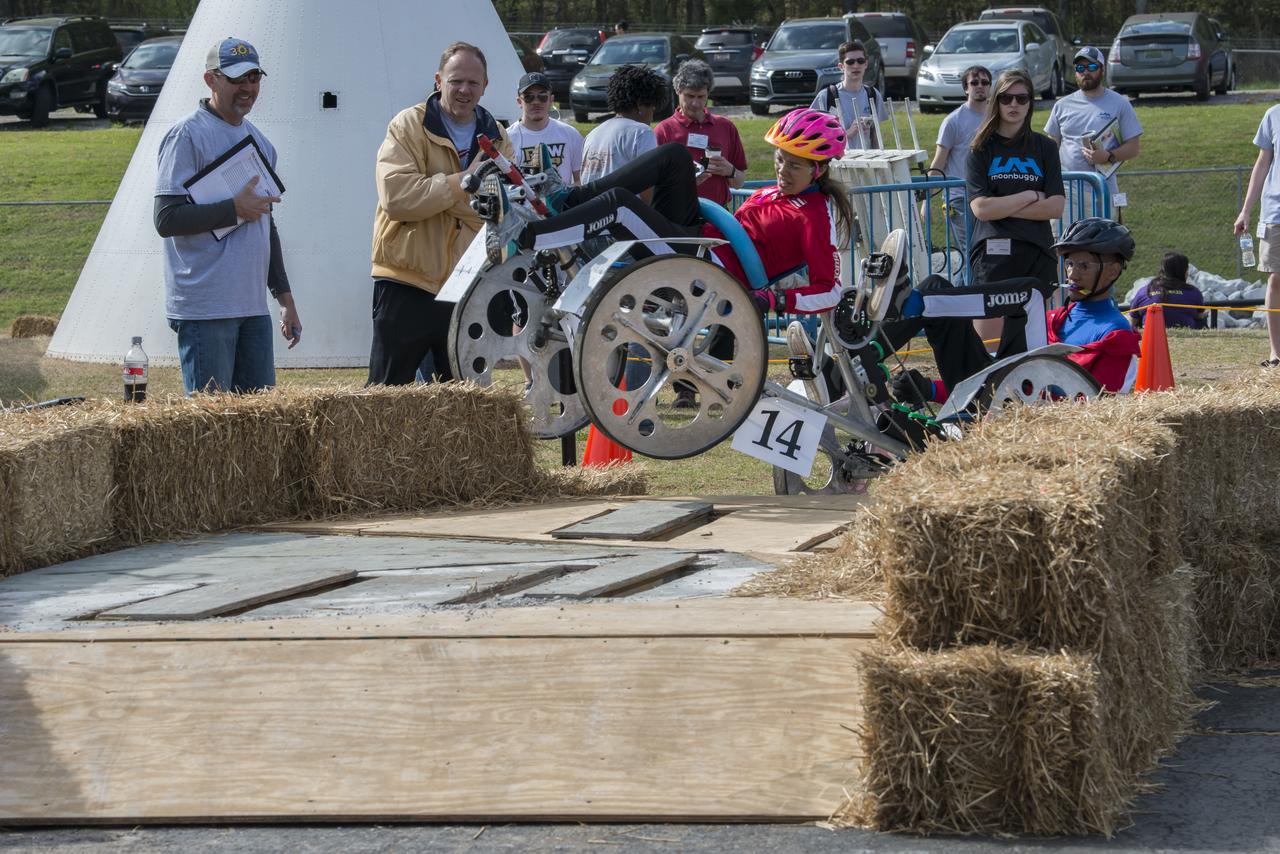 High school and university students competed in the 2018 Human Exploration Rover Challenge event at the U.S. Space and Rocket Center in Huntsville, Alabama. Students came from across the U.S. as well as several foreign countries such as Brazil, Germany, India, and Mexico. This event, which is normally a 2 day event, was shortened to 1 day in 2018 due to adverse weather conditions.
