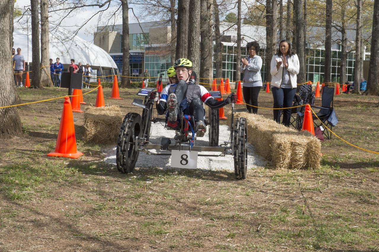 High school and university students competed in the 2018 Human Exploration Rover Challenge event at the U.S. Space and Rocket Center in Huntsville, Alabama. Students came from across the U.S. as well as several foreign countries such as Brazil, Germany, India, and Mexico. This event, which is normally a 2 day event, was shortened to 1 day in 2018 due to adverse weather conditions.
