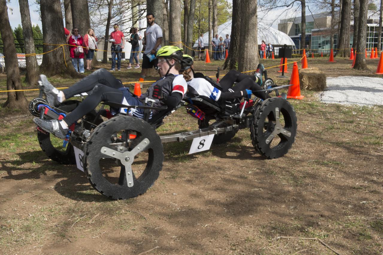 High school and university students competed in the 2018 Human Exploration Rover Challenge event at the U.S. Space and Rocket Center in Huntsville, Alabama. Students came from across the U.S. as well as several foreign countries such as Brazil, Germany, India, and Mexico. This event, which is normally a 2 day event, was shortened to 1 day in 2018 due to adverse weather conditions.