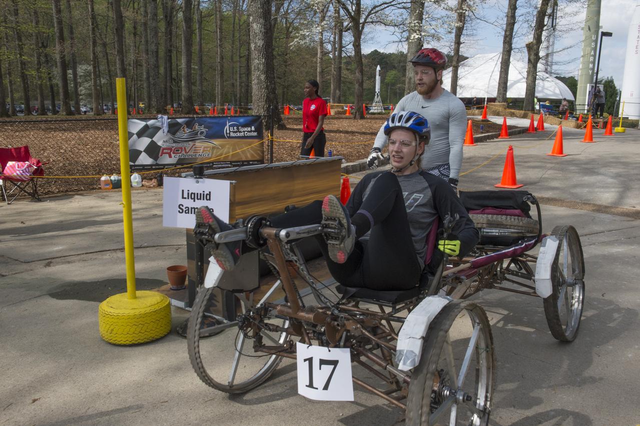 High school and university students competed in the 2018 Human Exploration Rover Challenge event at the U.S. Space and Rocket Center in Huntsville, Alabama. Students came from across the U.S. as well as several foreign countries such as Brazil, Germany, India, and Mexico. This event, which is normally a 2 day event, was shortened to 1 day in 2018 due to adverse weather conditions.