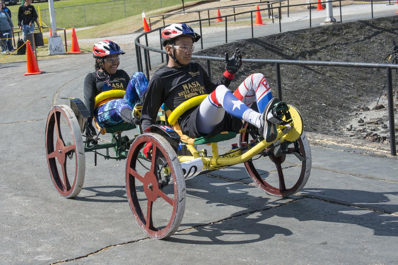 High school and university students competed in the 2018 Human Exploration Rover Challenge event at the U.S. Space and Rocket Center in Huntsville, Alabama. Students came from across the U.S. as well as several foreign countries such as Brazil, Germany, India, and Mexico. This event, which is normally a 2 day event, was shortened to 1 day in 2018 due to adverse weather conditions.