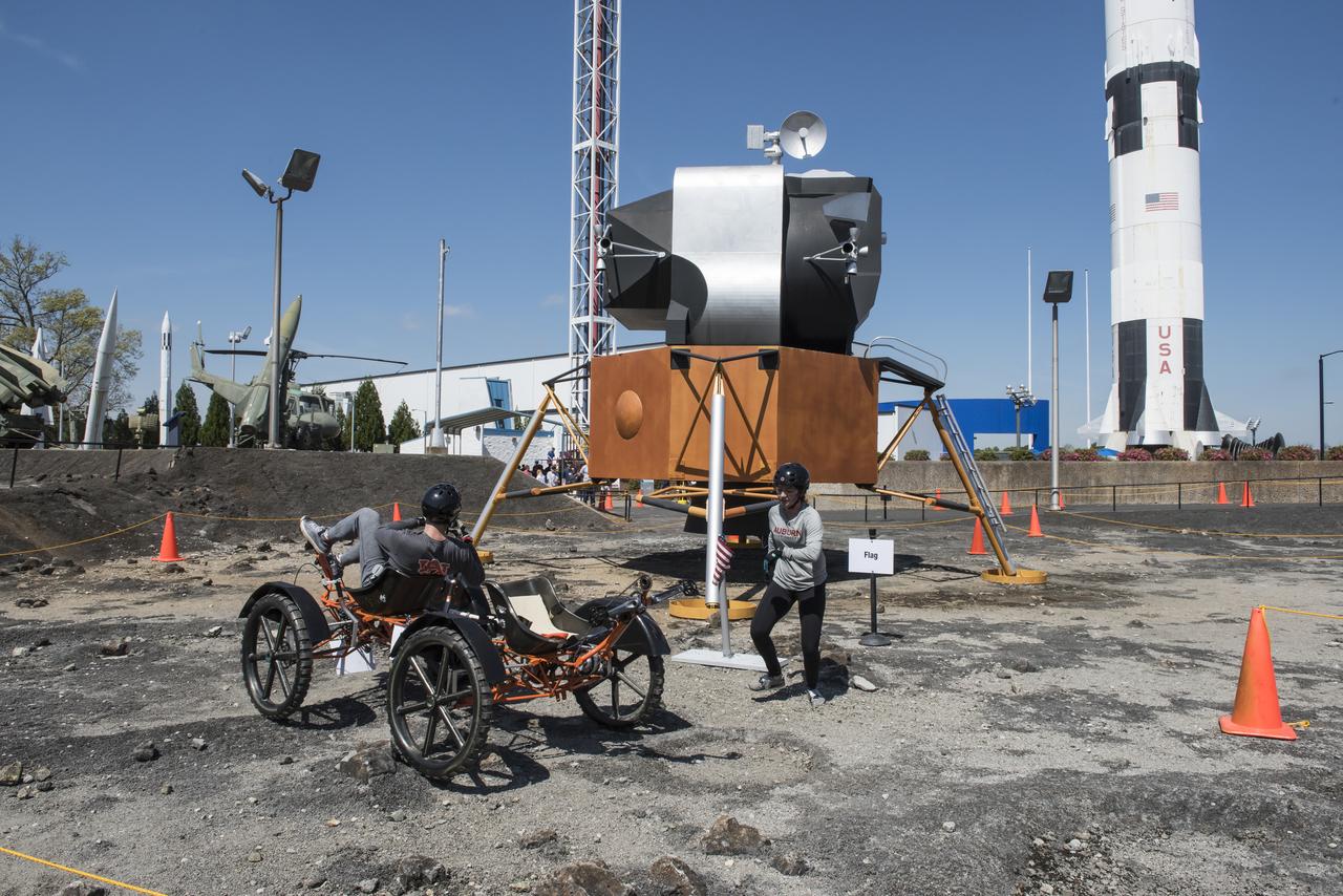 High school and university students competed in the 2018 Human Exploration Rover Challenge event at the U.S. Space and Rocket Center in Huntsville, Alabama. Students came from across the U.S. as well as several foreign countries such as Brazil, Germany, India, and Mexico. This event, which is normally a 2 day event, was shortened to 1 day in 2018 due to adverse weather conditions.