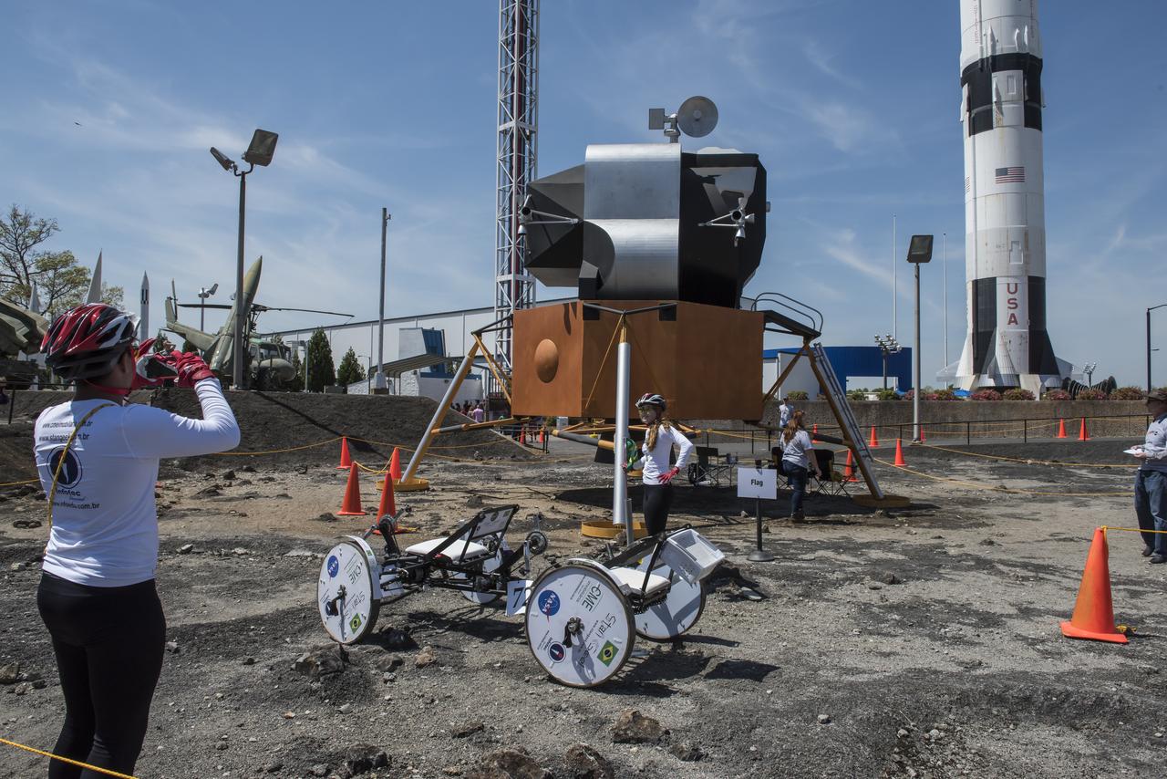 High school and university students competed in the 2018 Human Exploration Rover Challenge event at the U.S. Space and Rocket Center in Huntsville, Alabama. Students came from across the U.S. as well as several foreign countries such as Brazil, Germany, India, and Mexico. This event, which is normally a 2 day event, was shortened to 1 day in 2018 due to adverse weather conditions.
