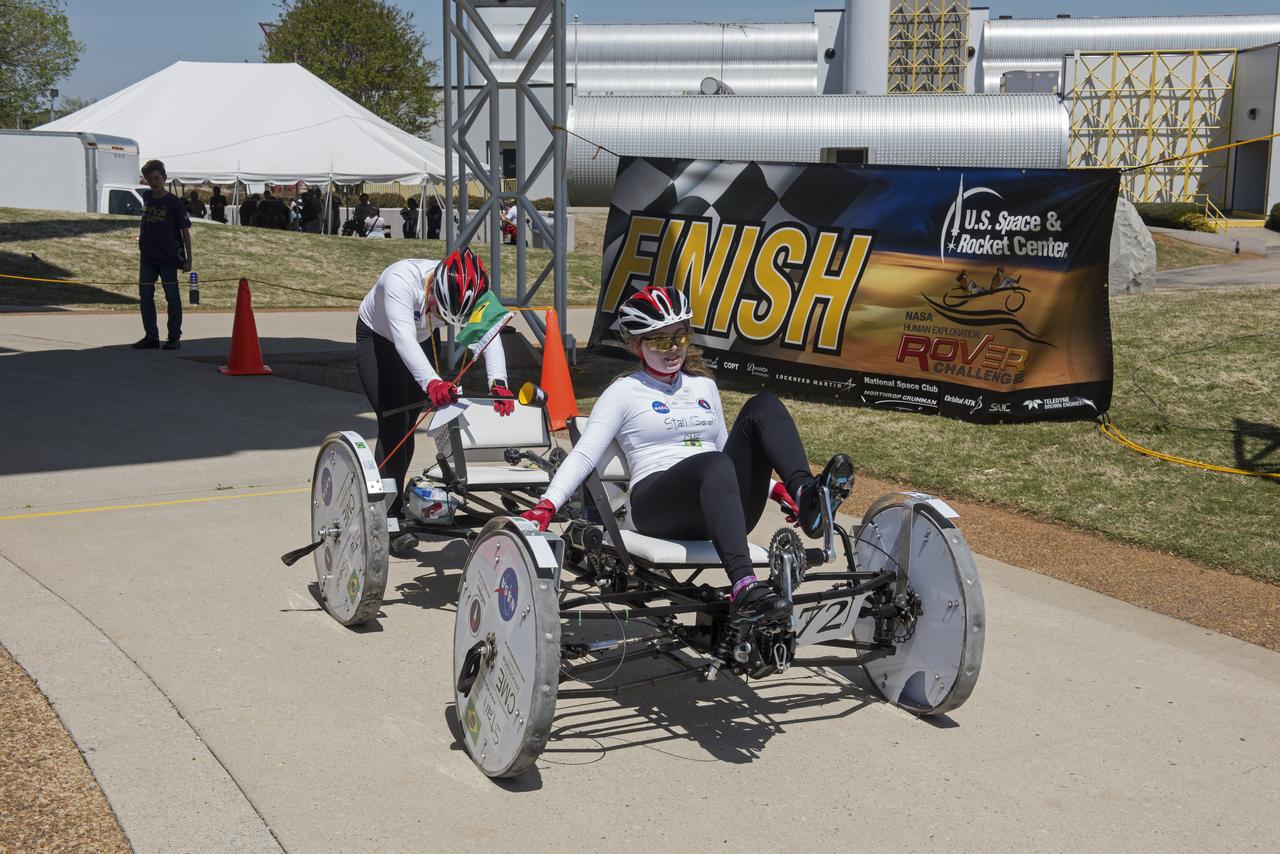  High school and university students competed in the 2018 Human Exploration Rover Challenge event at the U.S. Space and Rocket Center in Huntsville, Alabama. Students came from across the U.S. as well as several foreign countries such as Brazil, Germany, India, and Mexico. This event, which is normally a 2 day event, was shortened to 1 day in 2018 due to adverse weather conditions.