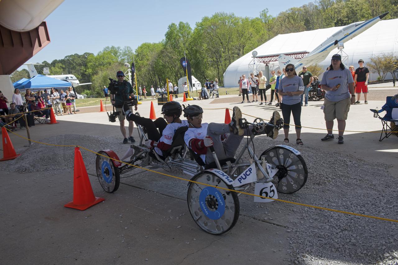  High school and university students competed in the 2018 Human Exploration Rover Challenge event at the U.S. Space and Rocket Center in Huntsville, Alabama. Students came from across the U.S. as well as several foreign countries such as Brazil, Germany, India, and Mexico. This event, which is normally a 2 day event, was shortened to 1 day in 2018 due to adverse weather conditions.