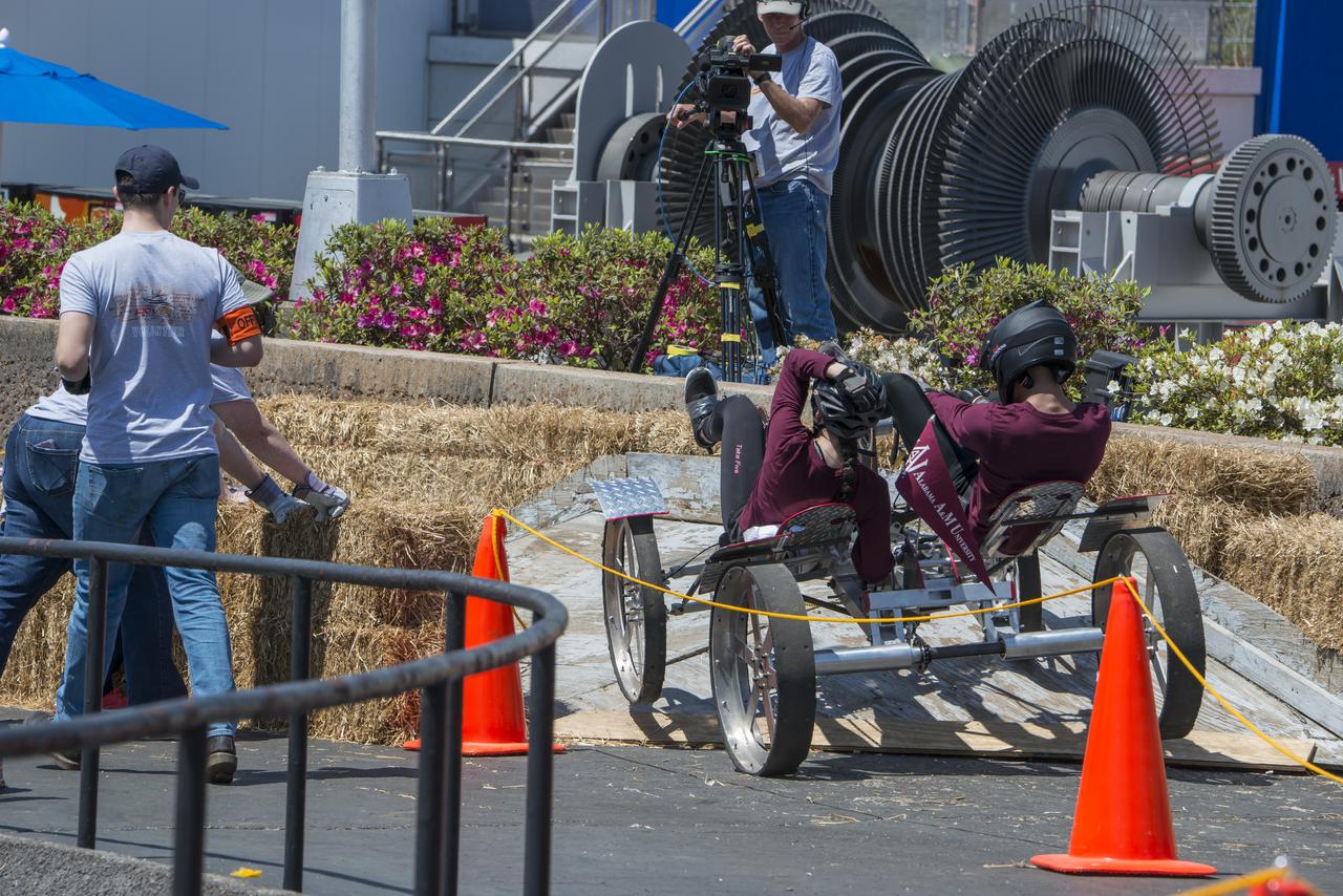 High school and university students competed in the 2018 Human Exploration Rover Challenge event at the U.S. Space and Rocket Center in Huntsville, Alabama. Students came from across the U.S. as well as several foreign countries such as Brazil, Germany, India, and Mexico. This event, which is normally a 2 day event, was shortened to 1 day in 2018 due to adverse weather conditions.