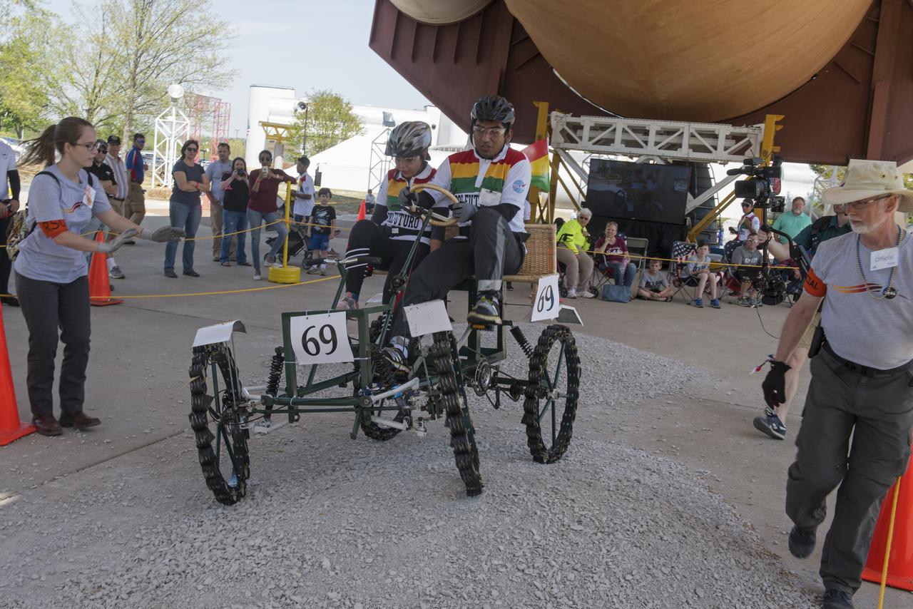  High school and university students competed in the 2018 Human Exploration Rover Challenge event at the U.S. Space and Rocket Center in Huntsville, Alabama. Students came from across the U.S. as well as several foreign countries such as Brazil, Germany, India, and Mexico. This event, which is normally a 2 day event, was shortened to 1 day in 2018 due to adverse weather conditions.