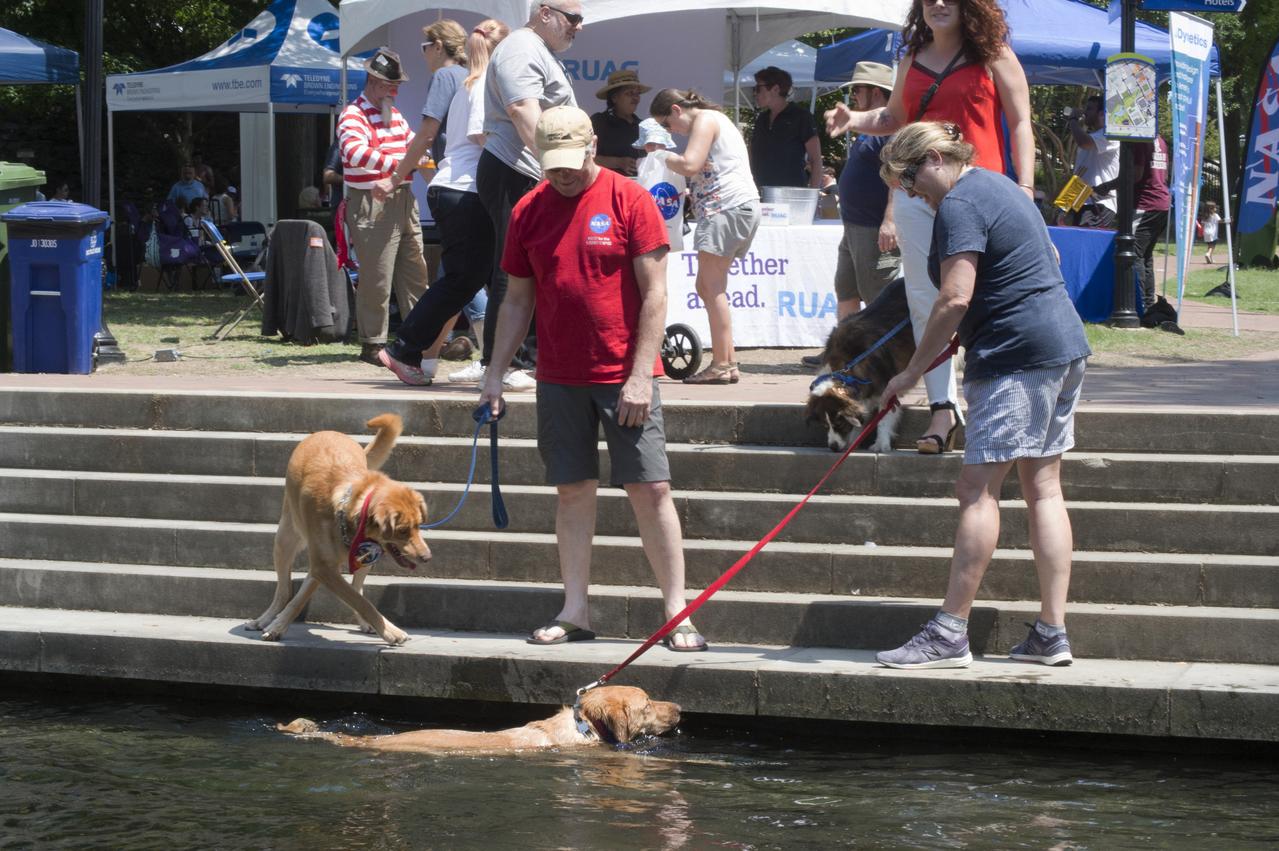 NASA in the Park on June 16 in Huntsville featured more than 60 exhibits and demonstrations by NASA experts, as well as performances by Marshall musicians, educational opportunities, games and hands-on activities for all ages.  Big Spring canal is a good place to cool off in the 90 degree heat 