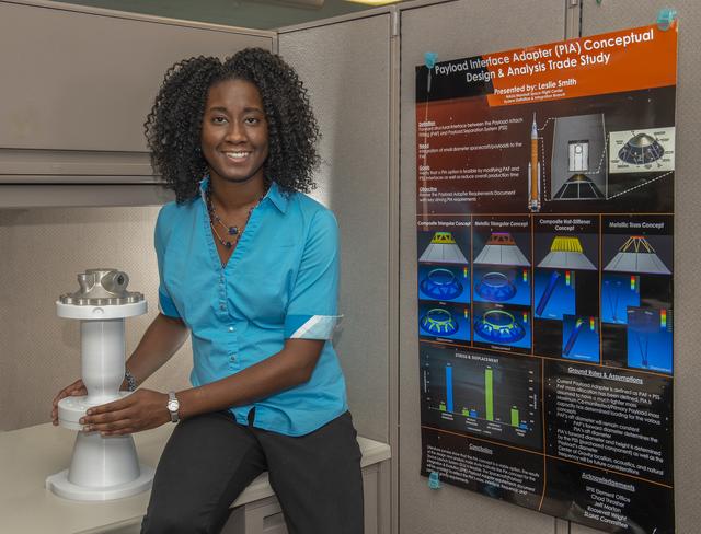 NASA image: Leslie Smith With Additive Manufactured Combustion Chamber