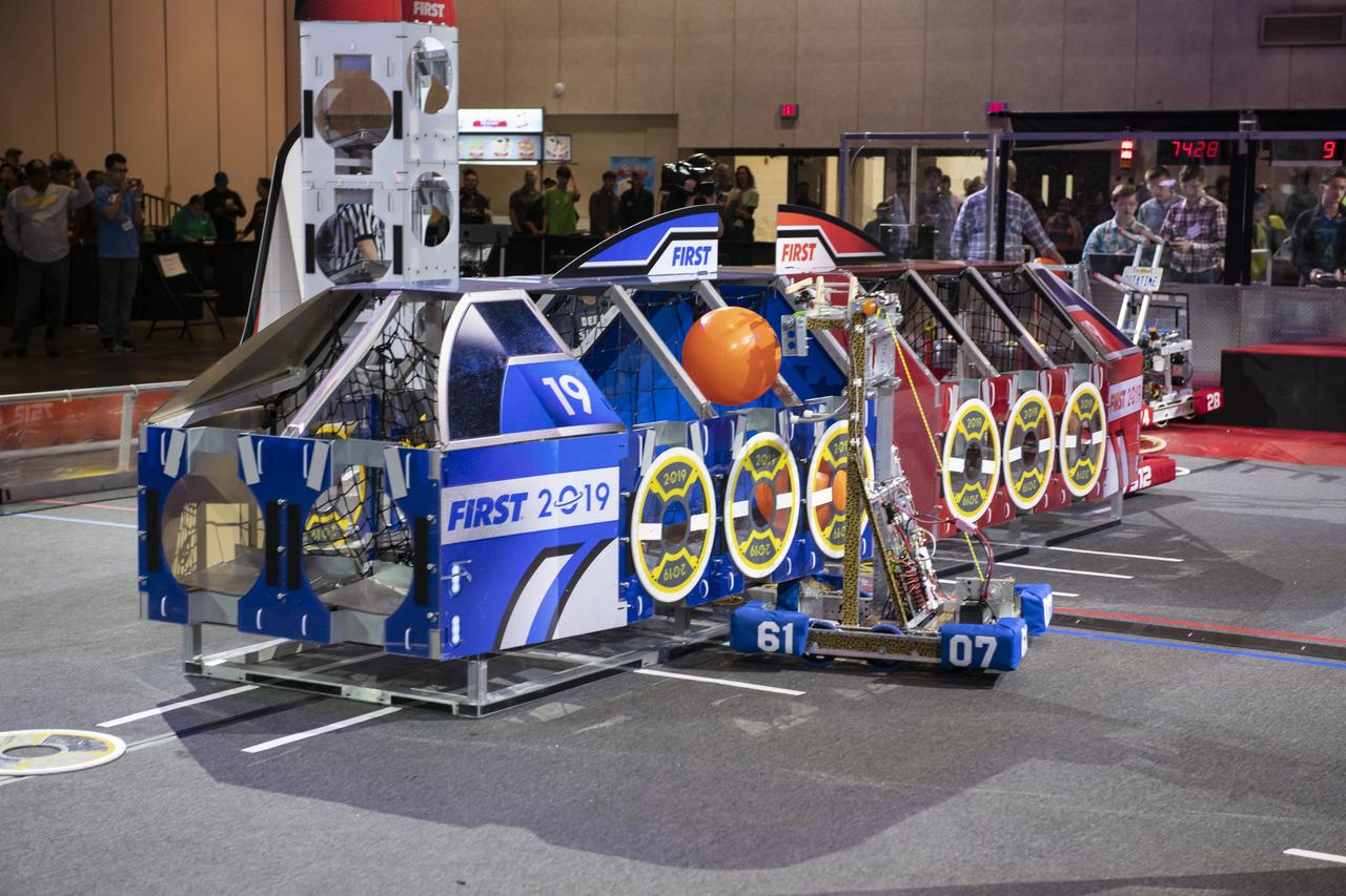 The 2019 First Robotics Competition was held in Huntsville, Alabama on March 15 and 16 in the Von Braun Center. 55 teams from 12 states and Brazil competed in “Destination Deep Space” games. The First Robotics Competition is supported by NASA’s Marshall Space Flight Center.