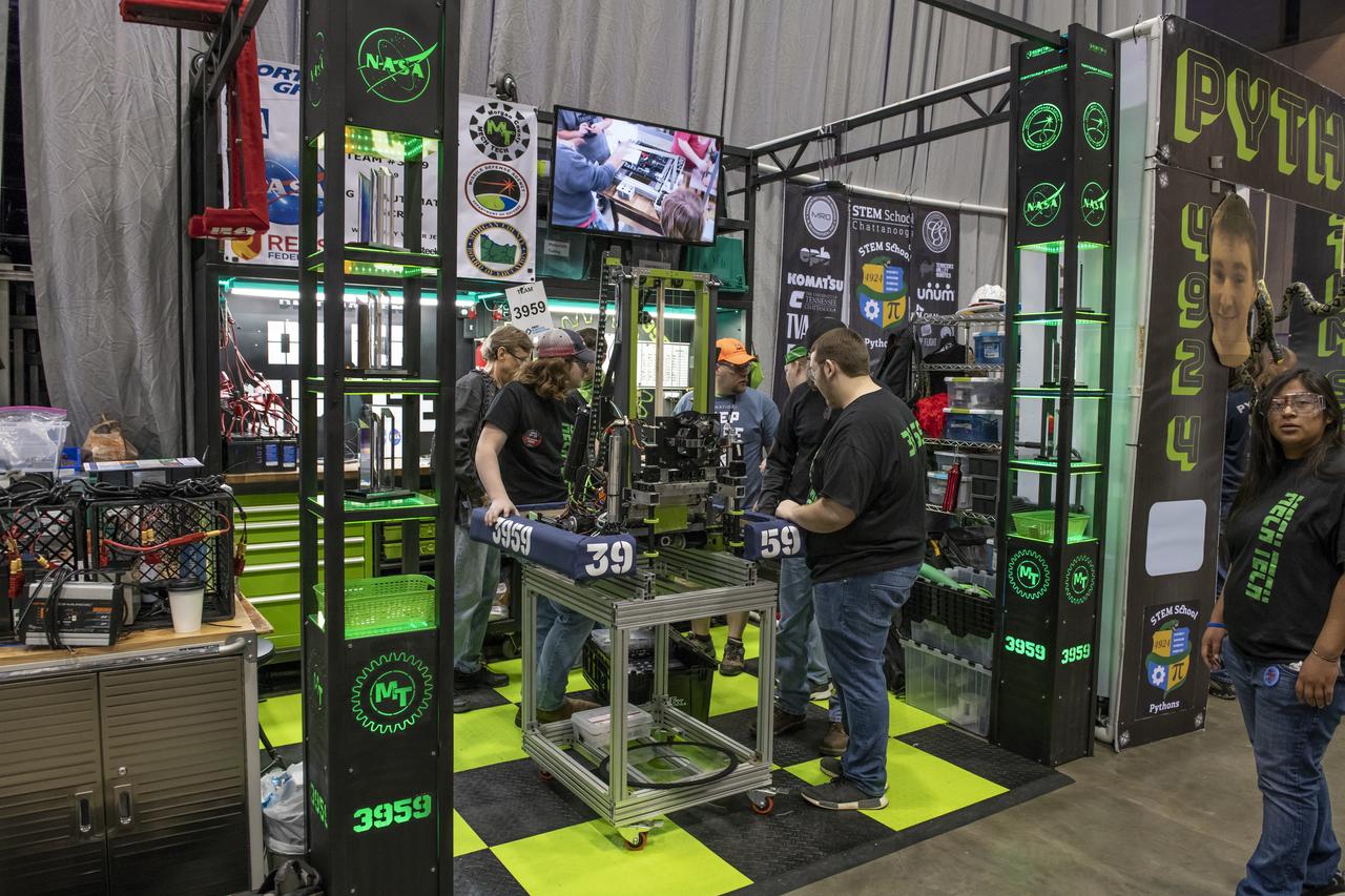 The 2019 First Robotics Competition was held in Huntsville, Alabama on March 15 and 16 in the Von Braun Center. 55 teams from 12 states and Brazil competed in “Destination Deep Space” games. The First Robotics Competition is supported by NASA’s Marshall Space Flight Center.