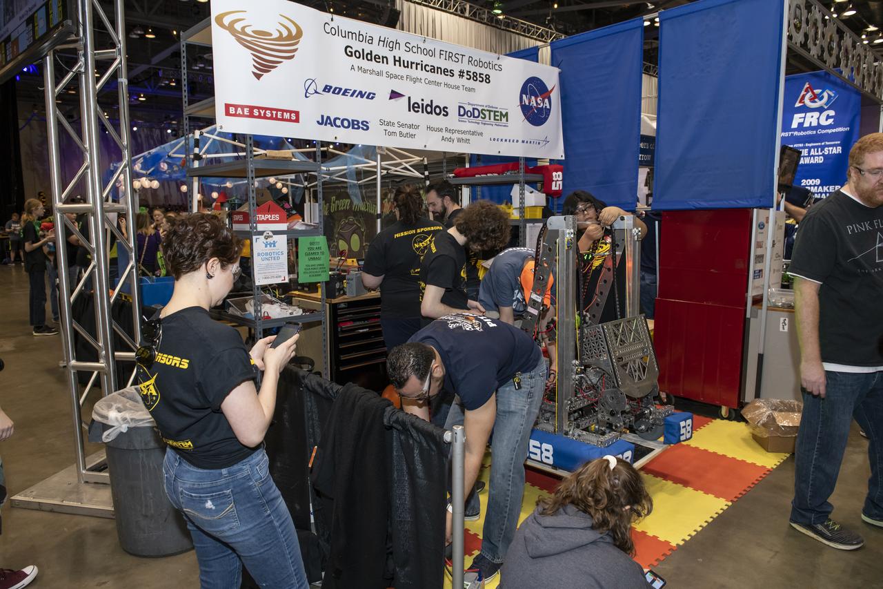 The 2019 First Robotics Competition was held in Huntsville, Alabama on March 15 and 16 in the Von Braun Center. 55 teams from 12 states and Brazil competed in “Destination Deep Space” games. The First Robotics Competition is supported by NASA’s Marshall Space Flight Center.